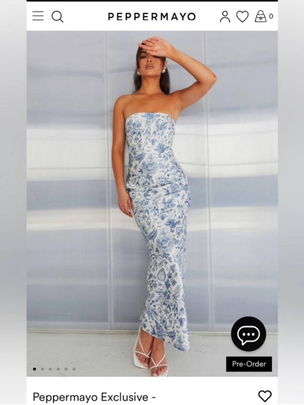 Peppermayo Cream Strapless Dress with Blue Floral Print - Picture 10 of 10